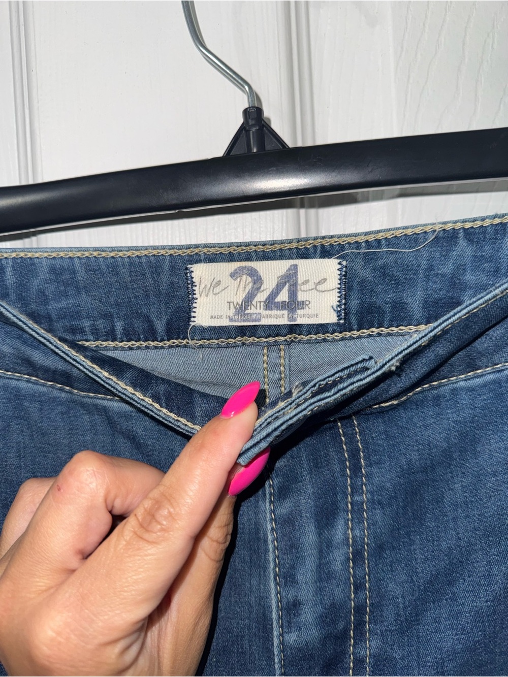 We The Free Dark Blue Flare Jeans with Raw Hem - Picture 2 of 6